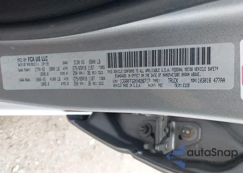 2019 Ram 1500 Big Horn/Lone Star 4X4 5'7 Box из США, поврежденный, VIN 1C6RRFFG2KN696717